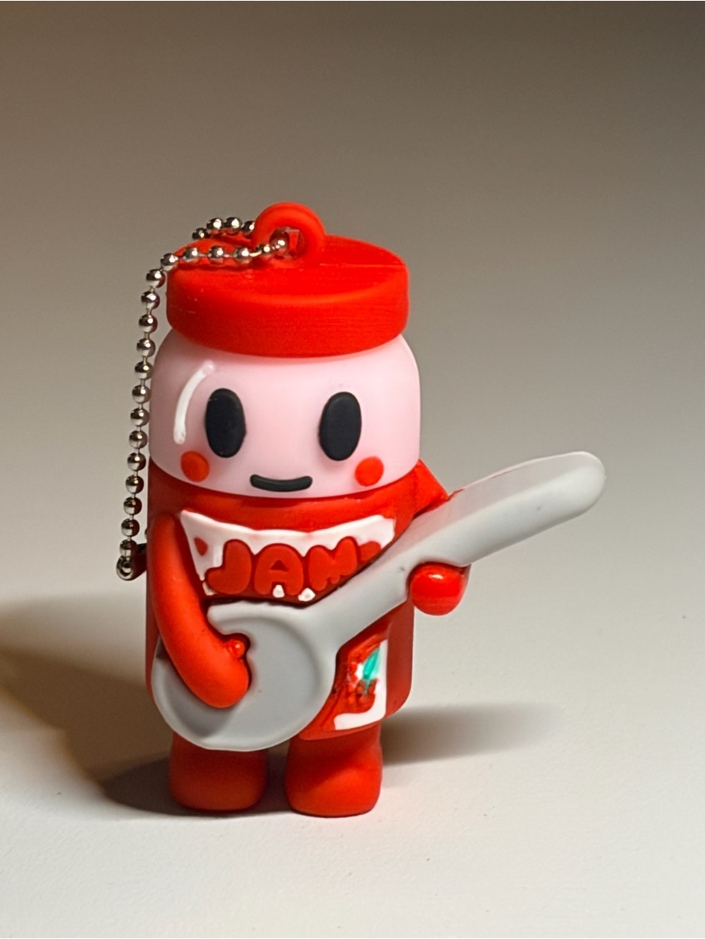 Red Jam Jar Spoon Toy Keychain